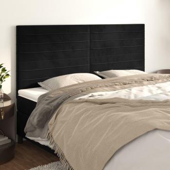 Cabeceros de terciopelo negro vidaXL, 4 unidades, dimensiones 90x5x78/88 cm