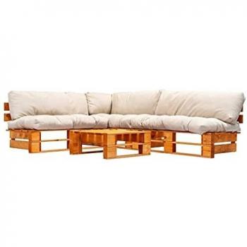 vidaXL Set de Muebles de Palés para Jardín 4 Piezas Madera Mobiliario Exterior Terrazas Balcones Decoración Muebles Bricolaje Hogar Cojines Arena