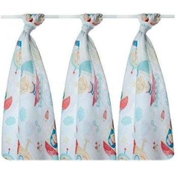 XKKO 8594161575740 - Pack de 3 muselinas de algodón, diseño chico, 80 x 80 cm
