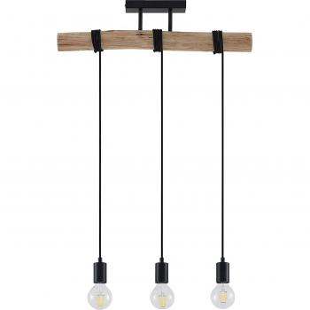Lámpara colgante Lindby Amilia de madera vintage con 3 luces E27 para salón y comedor