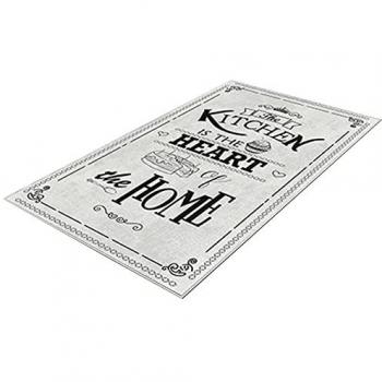 Alfombra de poliéster estampada lavable a máquina 80 x 150 cm diseño único color gris modelo HeartOfTheHome