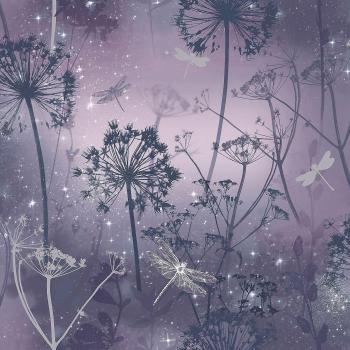 Arthouse Damselfly Purple Wallpaper 10.05m x 53cm (Strippable Roll, Covers 57 sq. ft.)