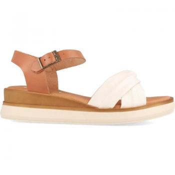 Sandalias para mujer Marila con cuña en piel Indira nata blanco