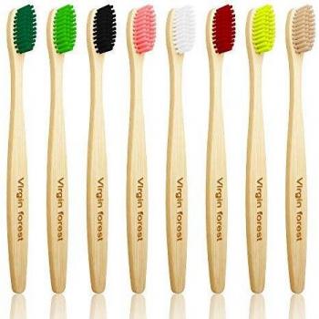 Cepillo de Dientes de Bambú, Cepillo de Dientes de Madera Natural Respetuoso Con el Medio Ambiente, Cepillo de Dientes de Carbón de Bambú Orgánico Vegano Para Encías Sensibles, Juego de 8 Colores