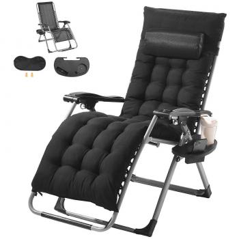 VEVOR Adjustable Zero Gravity Recliner Chair with Cushion and Headrest, 26 Inch Lounge Chair for Indoor and Outdoor Use, 500 lbs Capacity
