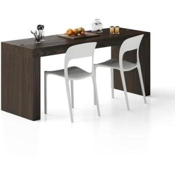 Mesa de comedor Evolution 180x60, nogal oscuro con dos patas y cargador inalámbrico