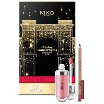 KIKO Milano Holiday Wonderlights Gloss Me Up Lips Gift Set 01 - Kit de regalo de labios que incluye brillo de labios hidratante y lápiz de labios cremoso, tono Refined Mauve, valorado en €20.00