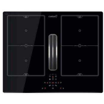 Placa de Inducción con Extractor Integrado Cata AS600 Flex, 60cm, 4 Zonas, Color Negro