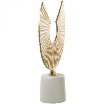 Figura Decorativa Alexandra House Living Blanco Dorado Aluminio Abstracto 30 x 10 x 38 cm