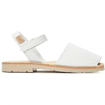 Castell Iker Menorquinas Piel Blanca - Zapatilla Niña - Hechas a Mano, con cierre adherente