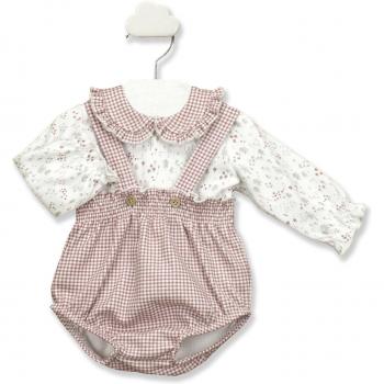Conjunto Ranita Tirantes + Camiseta Cuello Bebé Cheer Babidu 40192 - Conjunto de bebé niño de dos piezas en color rojo, incluye ranita con tirantes y camiseta con cuello