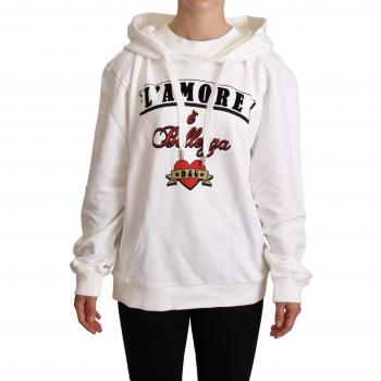 Dolce & Gabbana White L'Amore Hooded Pullover Sweater - IT36|XXS