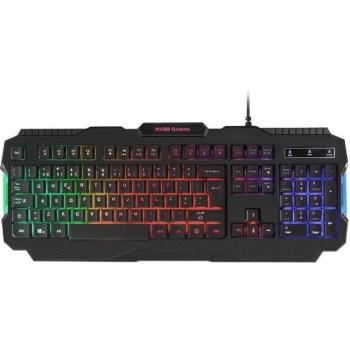 Mars Gaming MRK0 RGB Teclado Gaming Retroiluminado con Iluminación Rainbow, 15 Teclas de Función, Anti-Ghosting, Layout QWERTY Portugués e Inglés, Dimensiones 560