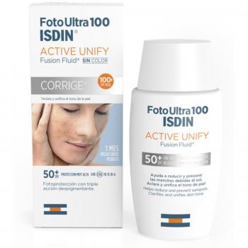 Isdin Foto Ultra 100 Active Unify Fluido Solar SPF50+ 50ml - Corrige Manchas y Unifica el Tono de Piel