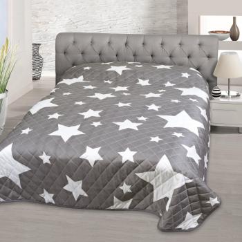Zauberhafte Tagesdecke / Sofaüberwurf / Bettüberwurf  STARS ALL OVER  - gesteppte unterfütterte y de alta calidad en el diseño trendigen - Schadstoffgeprüft después Öko-Tex 100 - Standard, Grundfarbe: piedra / gris/antracita, con magníficas lumi