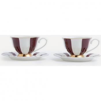 Set de 2 elegantes tazas de té con plato inspiradas en la gracia del ave Crane