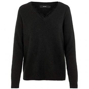 Vero Moda Jersey Mujer M Negro 10203293 VMIVA LS V-Neck Lace Blouse Color