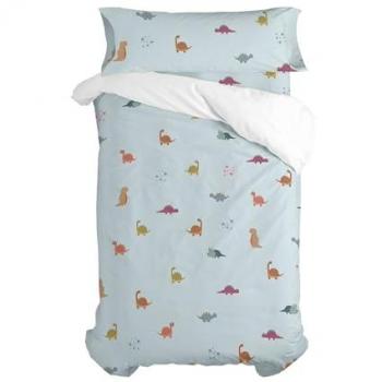 Juego de funda nórdica Mini Dinosaurio Multicolor 2 Piezas Cama de 80, 100% Algodón, Calidad 150