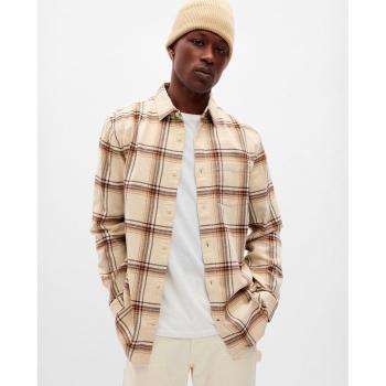 Camisa de franela para hombre de peso medio 100% algodón orgánico