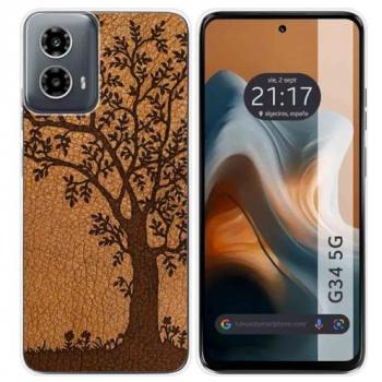 Funda de Silicona para Motorola Moto G34 5G Diseño Cuero 03 con Dibujos