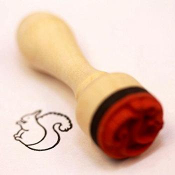 Mini Sello de Madera Ardilla 15mm - Ideal para Scrapbooking - Mango Práctico