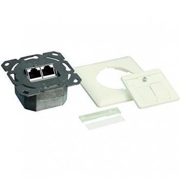 Toma de Red LogiLink Cat.6A Doble RJ45 STP Incrustada Blanca