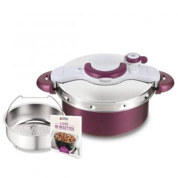 Olla Express Tefal de acero inoxidable, capacidad de 6 litros, sistema de seguridad múltiple, tapa con cierre hermético, compatible con todas las fuentes de calor incluyendo inducción, revestimiento antiadherente en el interior, fácil