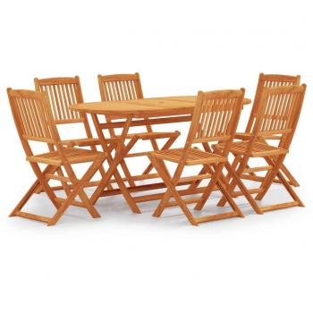 Conjunto de comedor de jardín plegable 7 piezas madera eucalipto