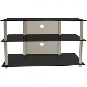 VCM Olopa - Mueble para TV, XXL, color plata y cristal de color negro