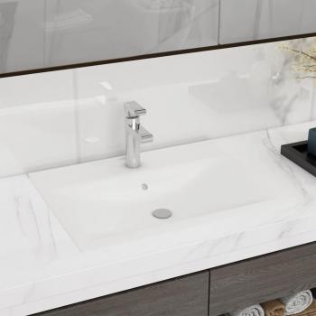 Lavabo de lujo con grifo cerámica 60x46 cm blanco mate