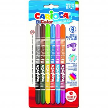BIC Kids Bicolor Rotuladores Punta Media - Estuche de 6 Unidades, Colores Surtidos