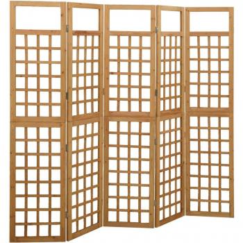 vidaXL 5-Panel Room Divider/Trellis Solid Fir Wood 201.5x180 cm