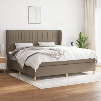 Cama box spring de muelles con colchón en tela Tortora 200x200 cm