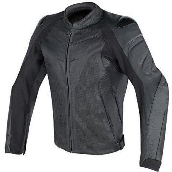 Dainese-FIGHTER Chaqueta de piel perf., Negro/Negro, Talla 46