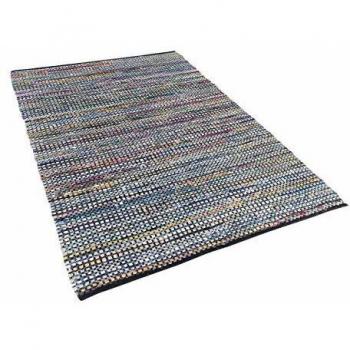 Alfombra de algodón multicolor rectangular 140 x 200 cm tejida a mano estilo moderno