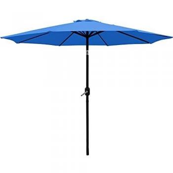 AXT SHADE Sombrilla Parasol 270CM Sombrilla Jardin，Sombrillas Terraza para Jardín，con 8 Varillas, Impermeable, inclinable con manivela para Patio/Playa/Piscina-Cielo Azul