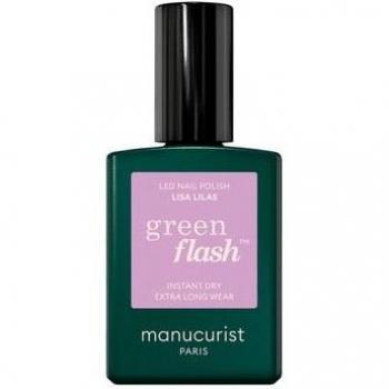 Manucurist Green Flash Esmalte semipermanente de uñas en gel 15ml - Color Lisa Lilas, 12-free, de origen orgánico (84%), fabricado en Francia