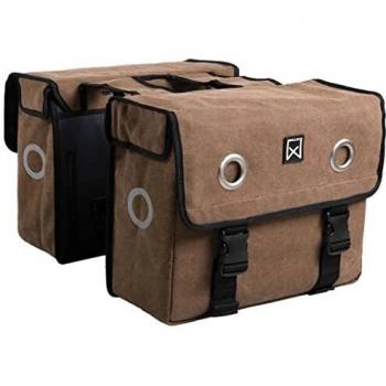 Willex Alforja Doble de Bicicleta de Lona 40L Marrón Ciclismo Bolsa Funda Bici