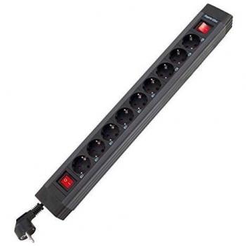 Multipresa REV Supraline 9-fach con 2 interruptores y protección de voltaje, 3.4m color antracita