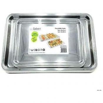 Sabert 303488 Rectangular Mix Handy Large Party Serving Platters-Pack of 10 Trays, Cotains 80% Recycled Material