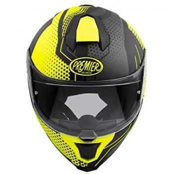 Casco Integral Premier Hyper BP Y 9 BM Negro-Amarillo, características: diseño aerodinámico, visera ajustable, sistema de ventilación eficiente, interior desmontable y lavable, homologado para uso en carretera