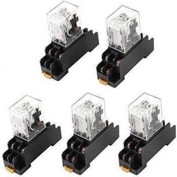 DC 12V Bobina DPTD 8 Pines Verde LED Relé De Potencia 5 Piezas w Enchufe