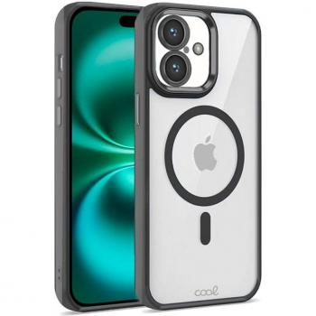Funda Magnética Transparente Cool con Borde Negro para iPhone 16 Plus