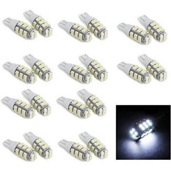 SODIAL(R) 20 x Bombilla Lampara Luz Blanco T10 28 LED 3528 SMD para Coche Bajo Consumo
