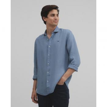 Camisa sport linen azul índigo para Hombre