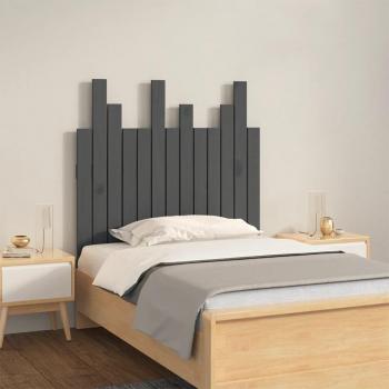 Cabecero de cama de pared gris 82,5x3x80 cm madera maciza de pino