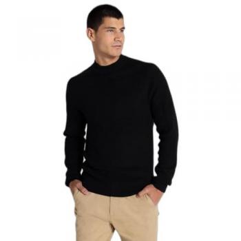 Jersey de Hombre Lois Jeans Cuello Perkins con Bolsillo Falso en Relieve Negro (XL) Casual de Algodón Manga Larga