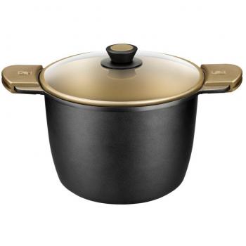 BRA Terra - Olla alta con tapa de cristal y asas de silicona, 20 cm, aluminio fundido con antiadherente Teflon Select