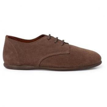 Zapatos de Cordones para Niños de Serraje en Color Topo - Modelo Blucher Talla 33