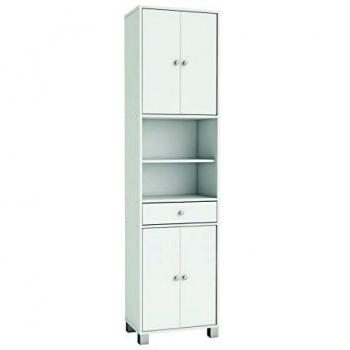 Columna de baño Bikini color blanco mate, estilo moderno, dimensiones 196x51x33 cm, para aseo y almacenaje